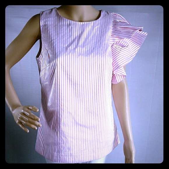 BANANA REPUBLIC STRIPPED ONE SHOULDER  TOP SIZE S - Picture 4 of 8